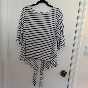 Express Black and White Striped Blouse